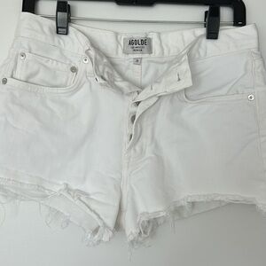 White Agolde jean short